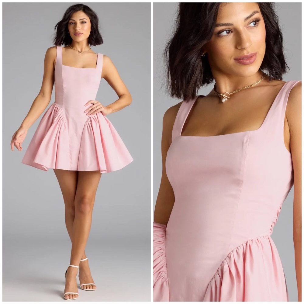 🩰 Windsor, Sugar & Spice Pink Sleeveless Tie-Back Skater Mini Dress